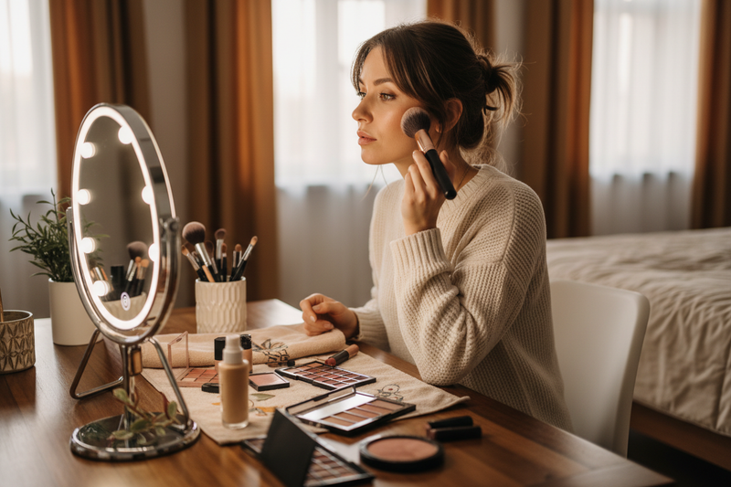 woman doing her make up